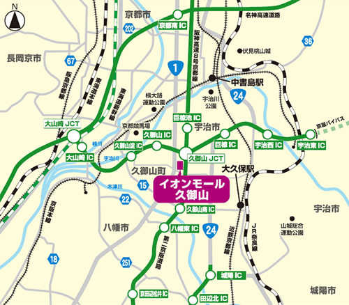 イオンモール久御山 きむら眼科 広域地図